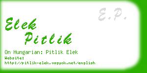 elek pitlik business card